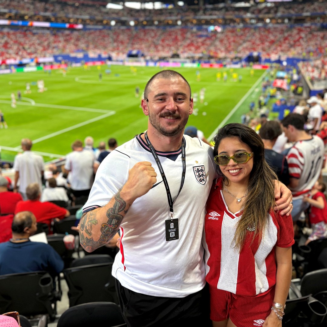 Daryl Lionnet with his wife at the match